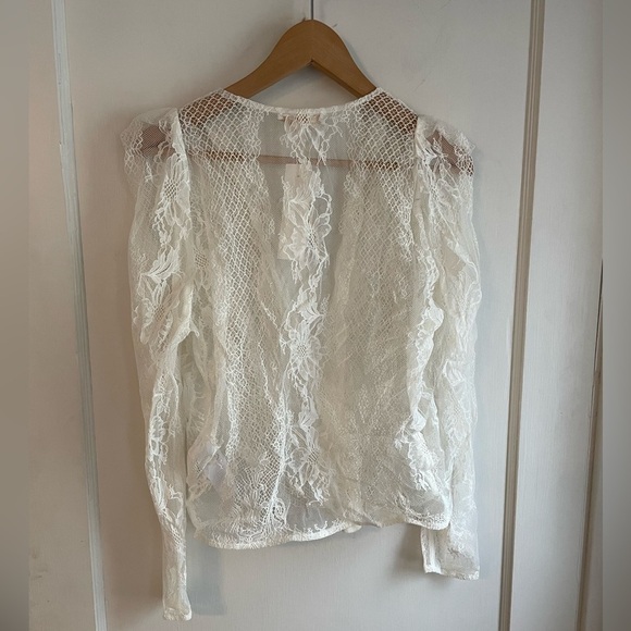New! Maje Lace Overlay Blouse - Picture 2 of 10